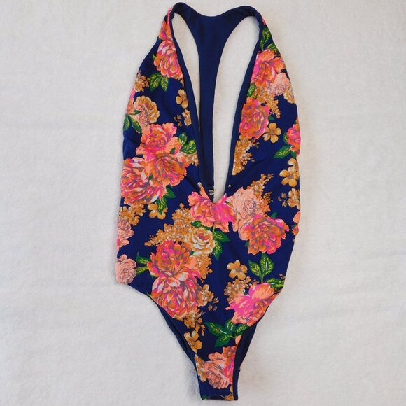 Maaji Dunes Reversible One Piece Swimsuit | Navy Blue & Flowers | NWT | Med - Picture 13 of 13